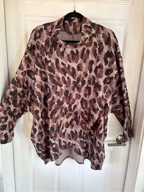 NWT Nally & Millie Leopard Fleece Oversized Cowl Wrap Sweater – Plus Size 2X